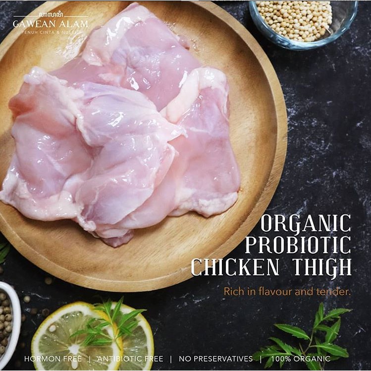 

Organic Boneless CHICKEN PROBIOTIC THIGH - Paha Ayam Probiotik (500 gram)