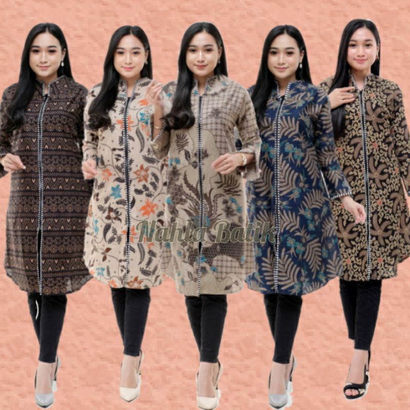 [ TERBARU ] Atasan Tunik Batik Kerja Kantor Ori Shabirah BatikSolo Batik Wanita BatikModern
