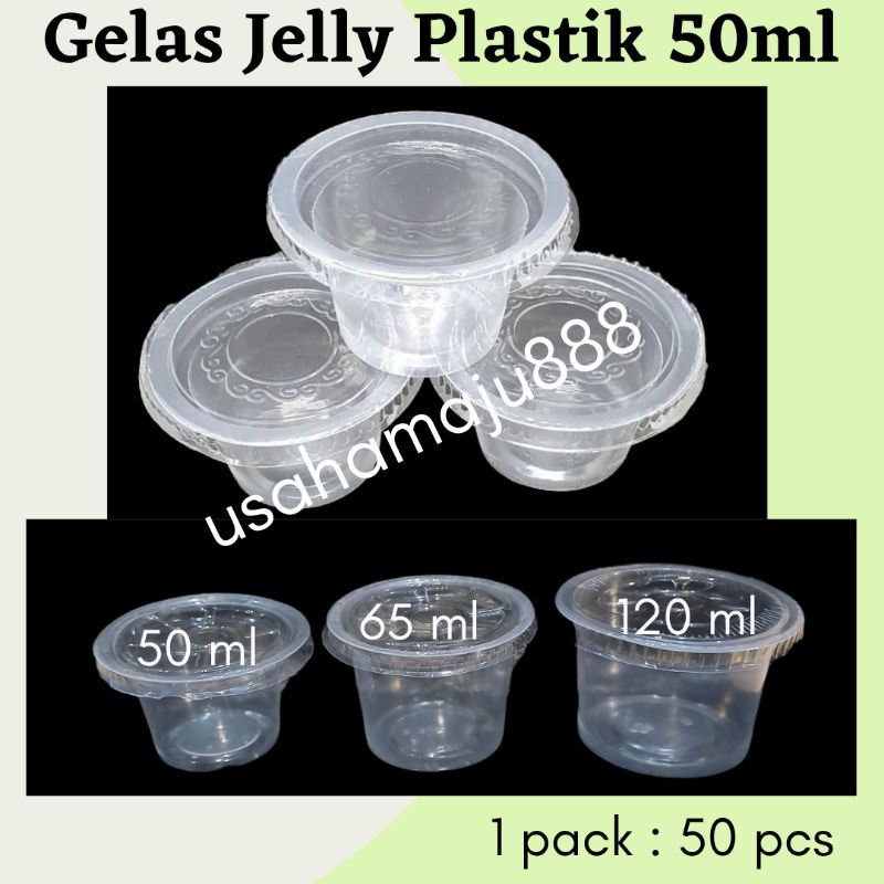 Gelas plastik 50ml 50pcs cup bening kecil agar puding
