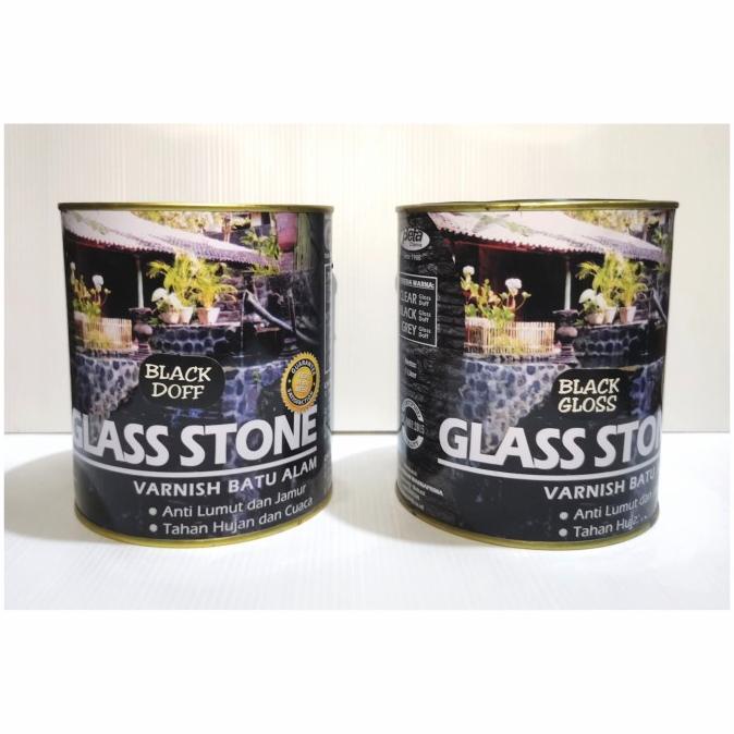 Cat Vernish Batu Alam GLASS STONE Clear Gloss/ Hitam Gloss/ Hitam Doff Termurah