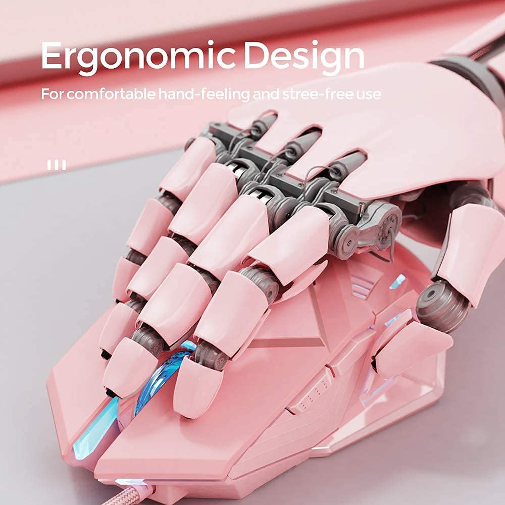 Inphic PW5 Mouse Gaming Silent Click RGB Warna Pink Mouse Gaming Cantik Elegan Warna Merah Muda