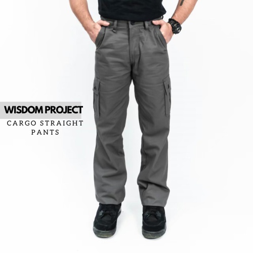 Wisdom Project - Celana Kargo Standar Reguler Fit  Original Non Stretch Canvas premium - Grey Peace