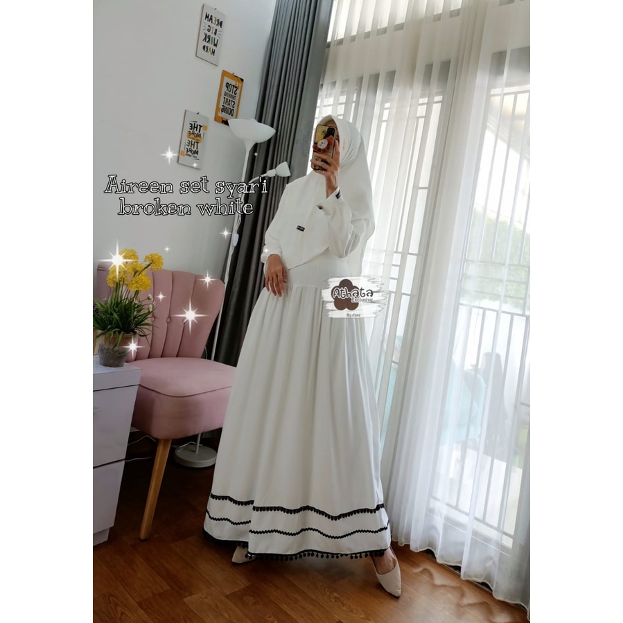 AIREEN SET SYAR'I ATHATA ORIGINAL/ GAMIS SET HIJAB ITY CREPE