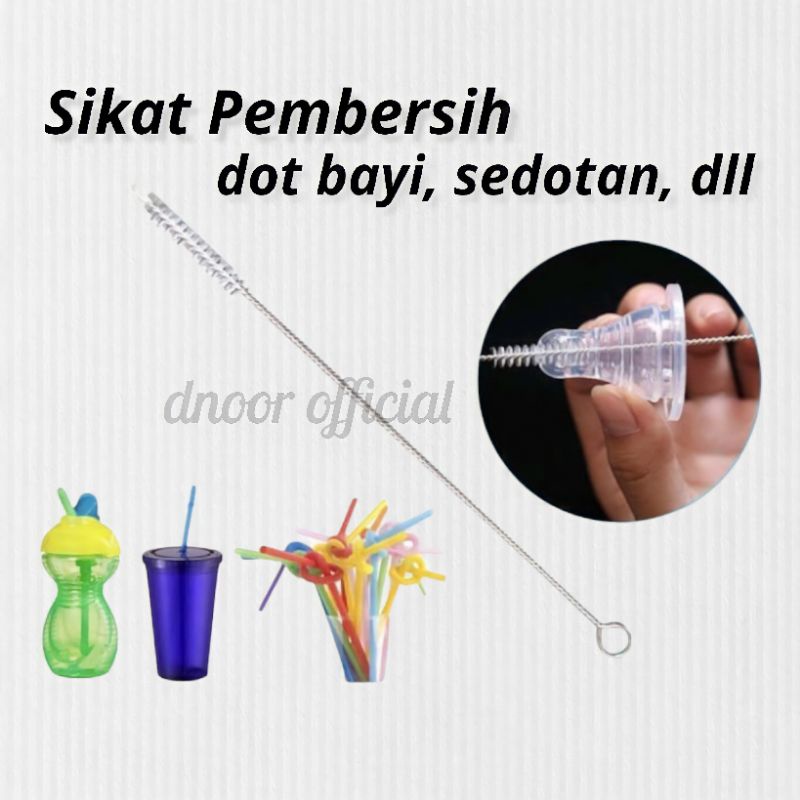 Sikat Pembersih Dot Bayi Sedotan Stainless Steel Brush Panjang Anti Karat