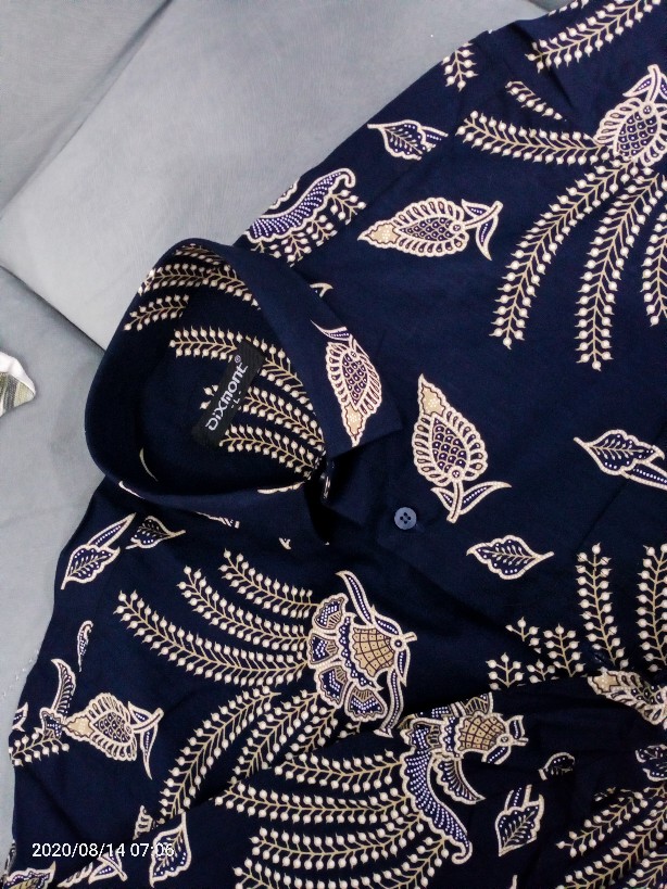 Kemeja Batik Pria Lengan Panjang Bl63 Katun Motif Modern Dixmont Semi Slimfit