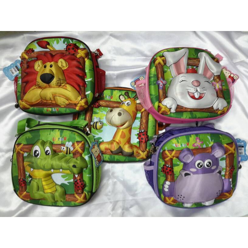 Tas Selempang anak playgroup paud karakter animal - Little V original