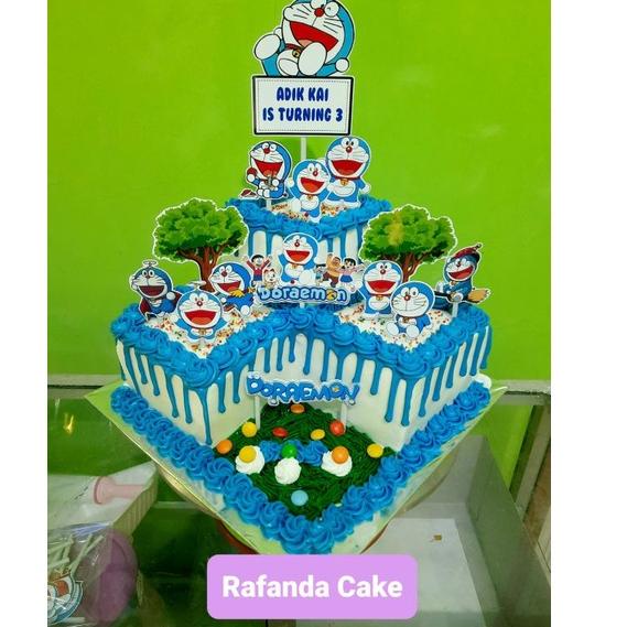 6.6  topper kue ulang tahun toper ultah doraemon custom nama 