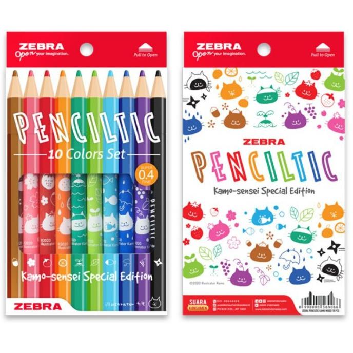 

}}}}}}] PENCILTIC FINELINER KAMO SET 10PCS LIMITED ZEBRA / PULPEN / BOLPEN