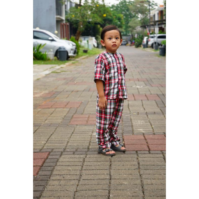 [New] Erdans - pajamas anak kotak kotak / baju couple kakak adik / setelan kakak adik