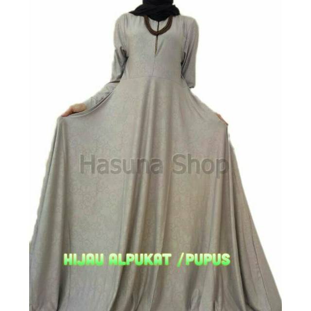 Hasuna Shop Gamis Jersey Motif Relief Hijau Alpukat Hasuna Shop Gamis Jersey Motif Relief Hijau Alpukat