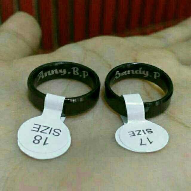 GRATIS Ukir Nama Cincin Satuan/Couple Titanium Hitam