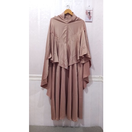 (preloved/second) BISA NEGO Set gamis khimar jamilah maxmara mocca by Azzahra syar'i