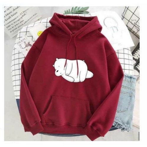 BEAR ENJOY RELAX HOODIE LUCU WANITA - JUMPER TEBAL TERLARIS