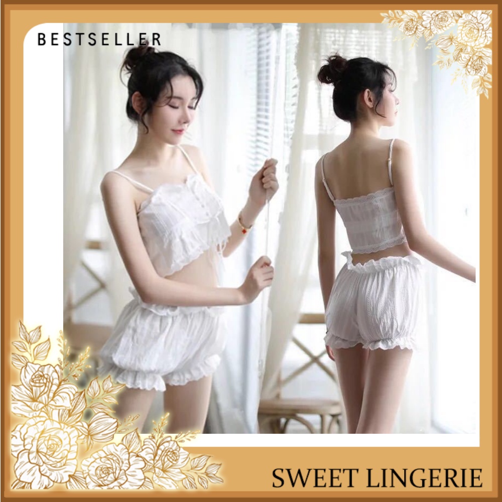 Setelan Wanita Baju Tidur Wanita Dewasa Sexy Piyama Size Lingerie Set Bikini Baju Haram Wanita Satin