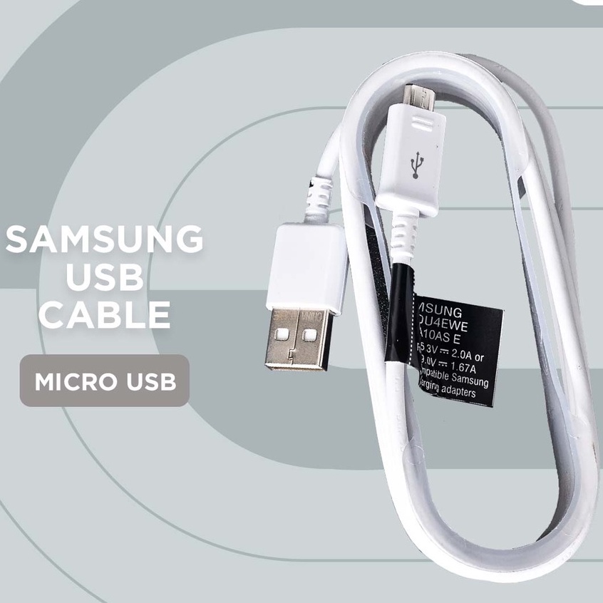 Cable Data White-Black Type A Micro USB Samsung A01 A01Core A02 M02 A03 A03Core A10 A10s M10 J1-Mini A710 A7 A510 A5 A310 A3 A7-2018 A6 A6+ A9-PRO M01 M01 Core Kabel Data Warna Putih-Hitam ORI USB Original Galaxy Adapter Charger Plus Fast Charging S 4G 5G