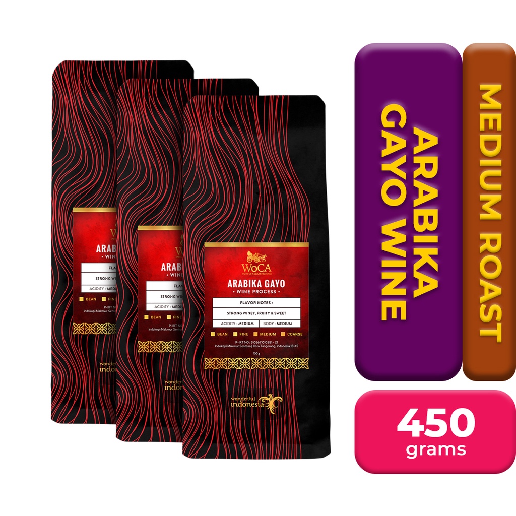 

WoCA Arabica Gayo Wine 150 gram X 3 Pack