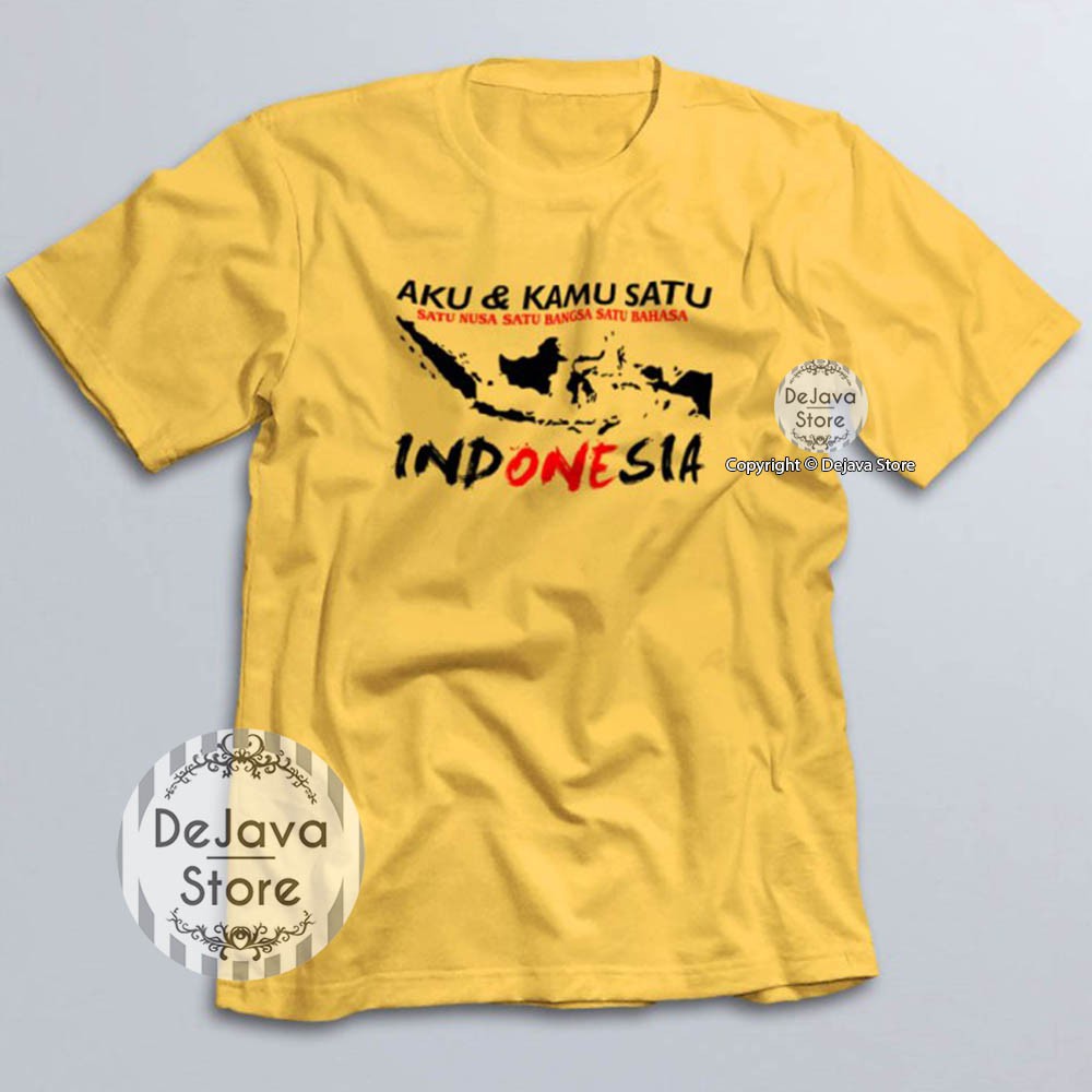 Kaos Distro Indonesia Aku dan Kamu Satu Baju Kemerdekaan Agustus Cotton Combed 30s Premium | 1598-KUNING
