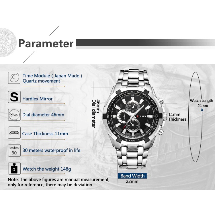 Jam Tangan Pria / Curren 8023 Chronograph tidak aktif / Jam Tangan Stainless Steel Curren Original