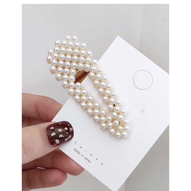 LRC Jepit Rambut Fashion White Pearl Clip F38759