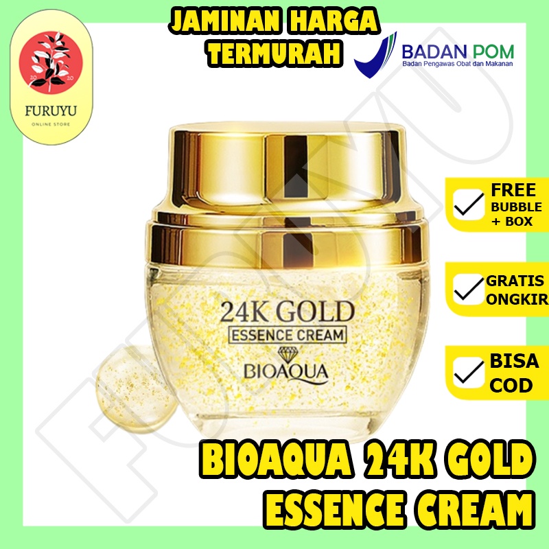 Cream Krim Perawatan Pelembab kulit wajah Bioaqua 24K Gold Essence Cream 50g Original BPOM 24K Gold SkinCare