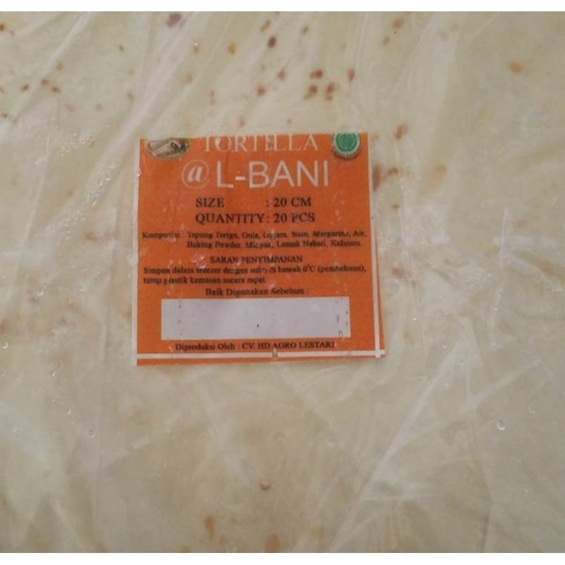 

Tortilla kulit kebab ukuran 20 cm
