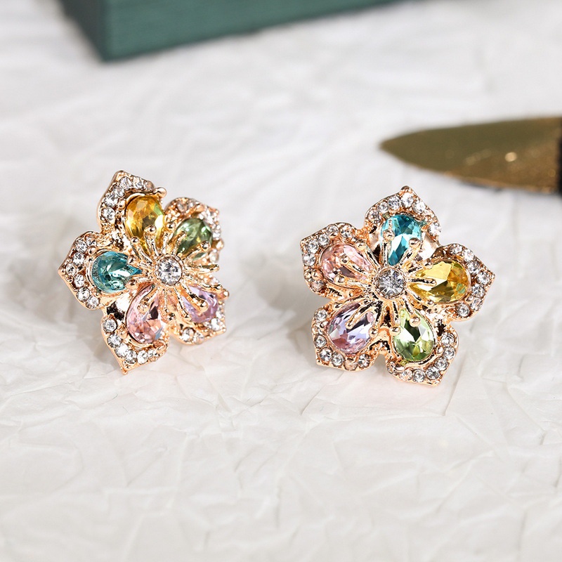 Anting Tusuk Sterling Silver 925 Desain Bunga Hias Zircon Untuk Wanita