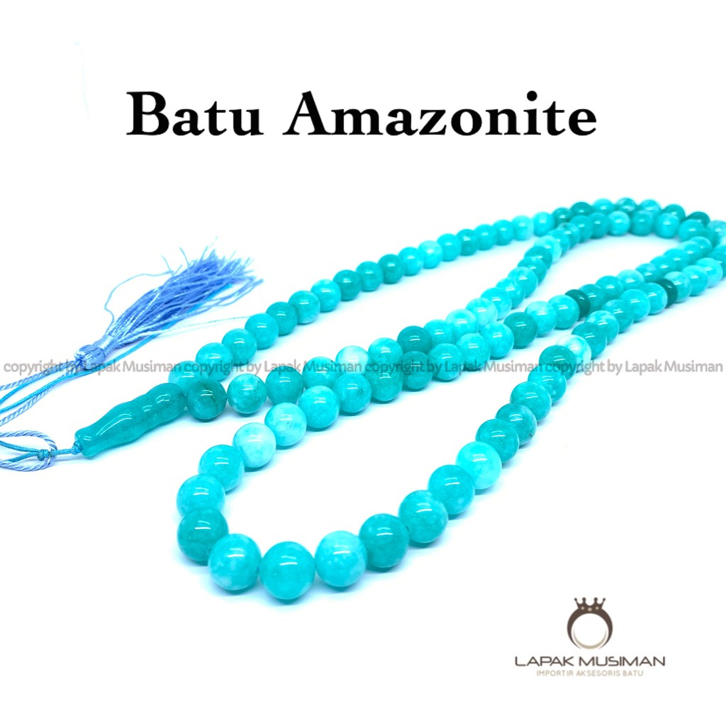 [Bayar di Tempat] Tasbih Batu Amazonite Asli Natural 99 Butir