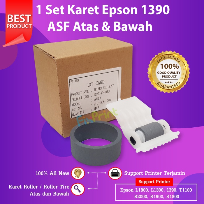 Karet Roller Epson L1800 L1300 1390 SP1390 T1100 R2000 R1900 R1800 Atas + Bawah
