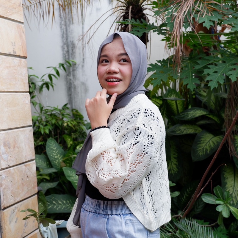 BAJU CROP RAJUT JARING