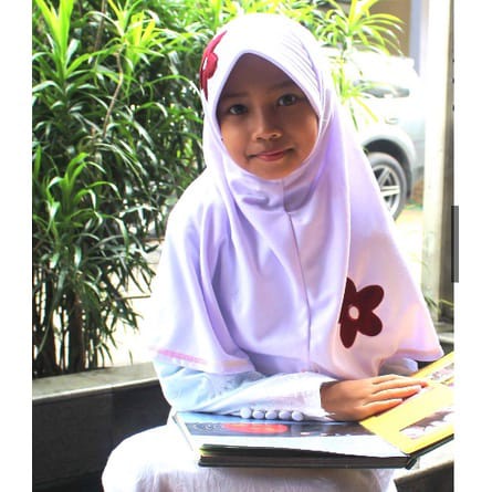 Jilbab Instan Anak Vaniia KW size L Kerudung Sekolah Anak SD Bunga Ceplok Nayla Hija'b