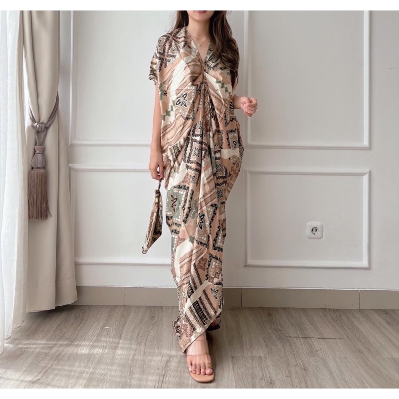 HERFIT kaftan long dress / baju lebaran + free pouch / 8964