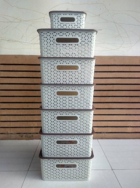 Paket murah keranjang box narita sun life 7 susun warna coklat cream