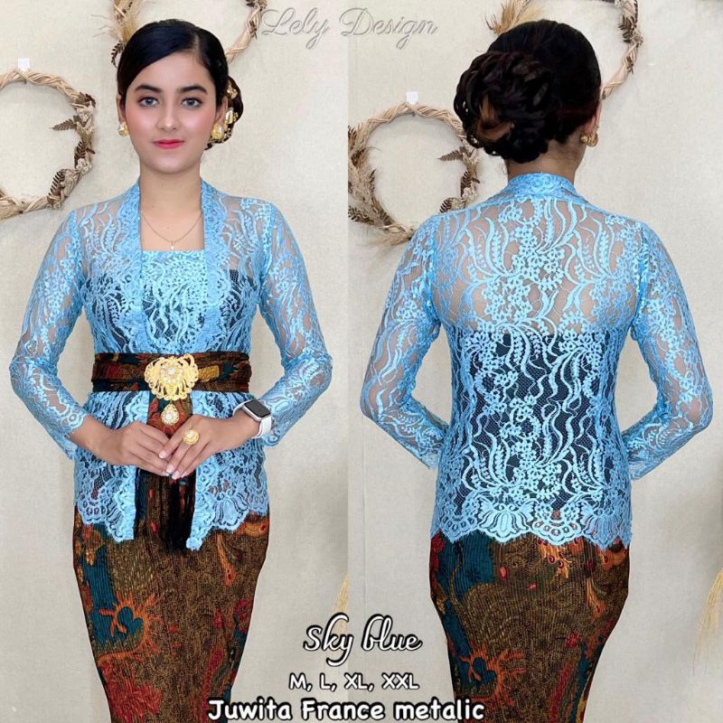 Kebaya Jadi Brokat Prancis Metalic Series Full Pinggiran