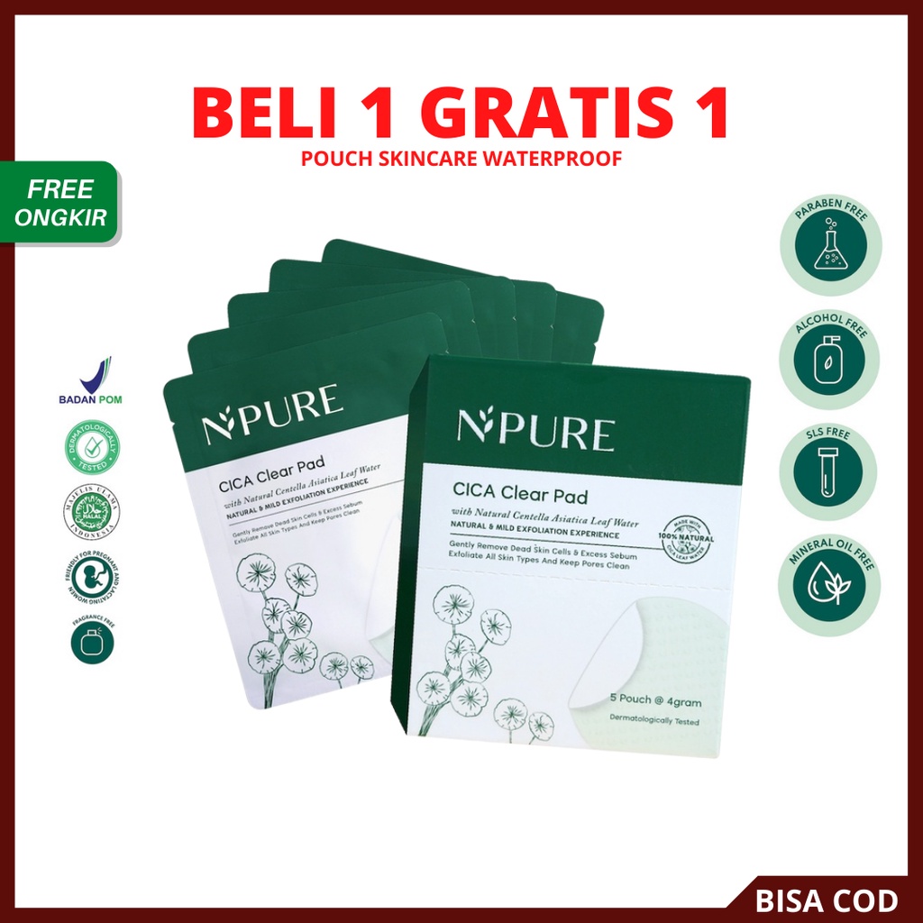 [ FREE GIFT ] NPURE Cica Clear Pad Sachet (1 Dus isi 5 sachet) Original BPOM