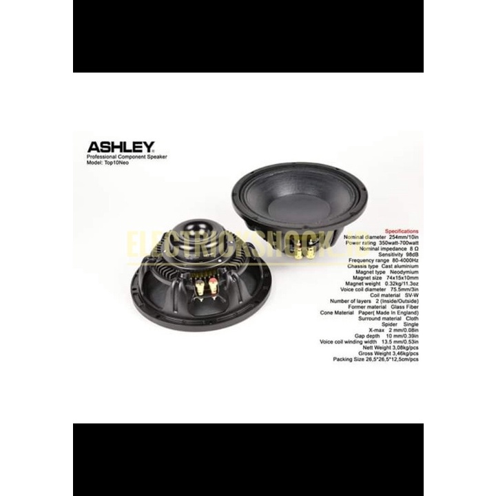 Komponen Speaker ASHLEY Top 10Neo / ASHLEY Top 10 Neo ORIGINAL