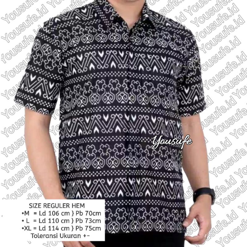 Batik Pria Lengan Pendek Terbaru Seragam Nikah Hajatan Motif Dayak Nusantara DS01 Batik