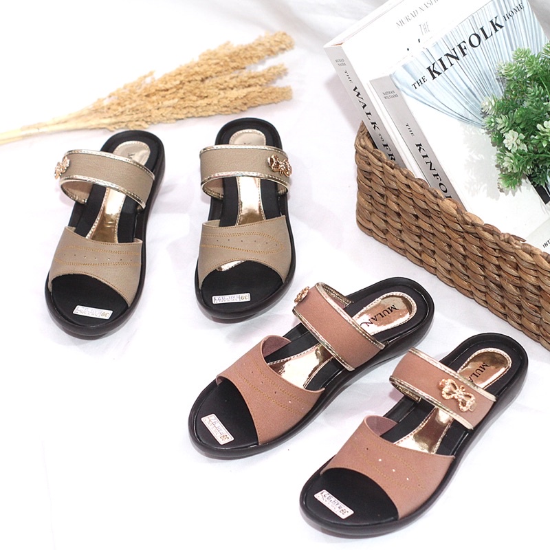 WEDGES WANITA SANDAL SELOP TINGGI 4cm KEKINIAN TERBARU SENDAL WADGES PEREMPUAN SLOP PESTA KONDANGAN CEWEK IBU BAH-921-1