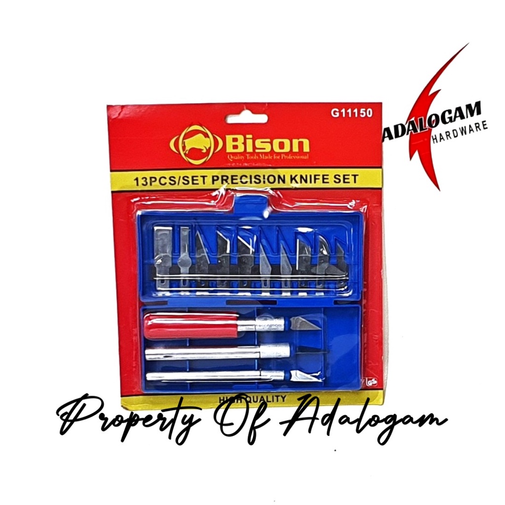 BISON Pisau Ukir Seni Pahat Kayu Set 13 pcs - Hobby Knife Tool Kit Set