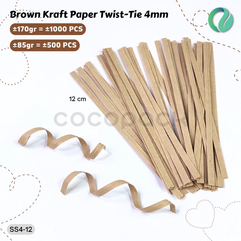 

Brown Kraft Paper Twist Tie Kawat Ikat Dekorasi Plastik Roti 4MM 12CM