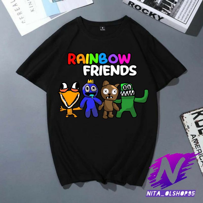 kaos anak rainbow friends baju anak lucu kartun animasi rainbow friends terbaru