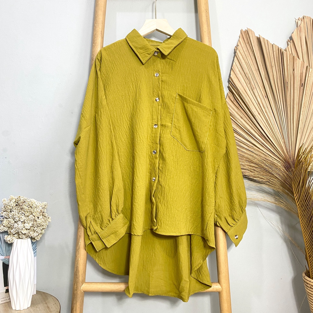 KEMEJA BLOUSE OVERSIZE FRIGA VOXY CRINKLE DAILY OFFICE SHIRT PREMIUM B600