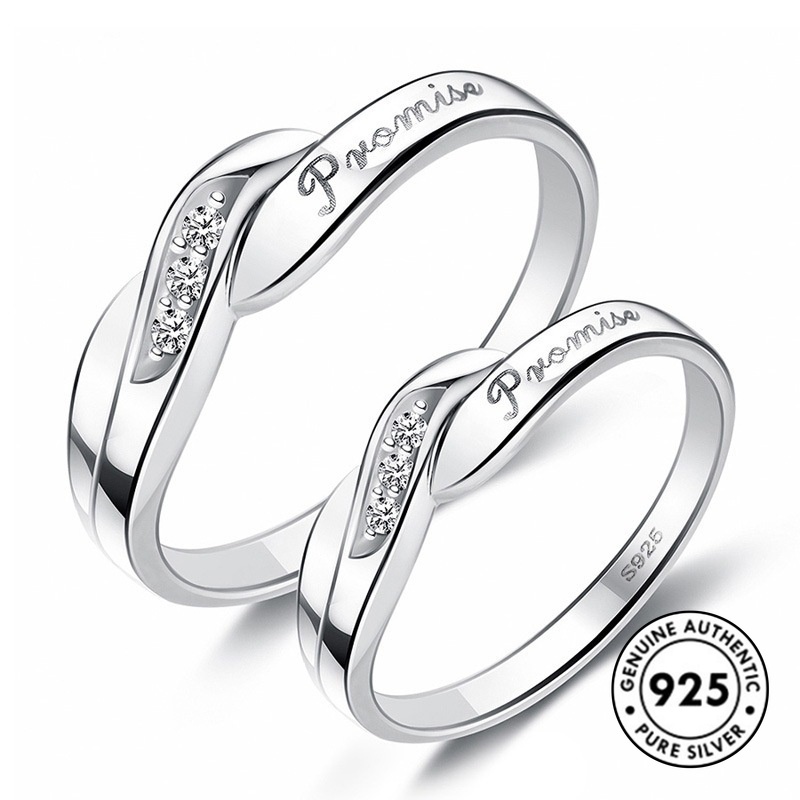 Cincin Berlian Bahan 925 Sterling Silver Untuk Pasangan