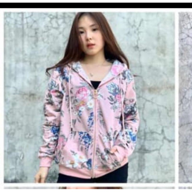 NEW JAKET SWEATER HOODIE MOTIF BUNGA/JAKET JOGGING KOREAAN MOTIF BUNGA