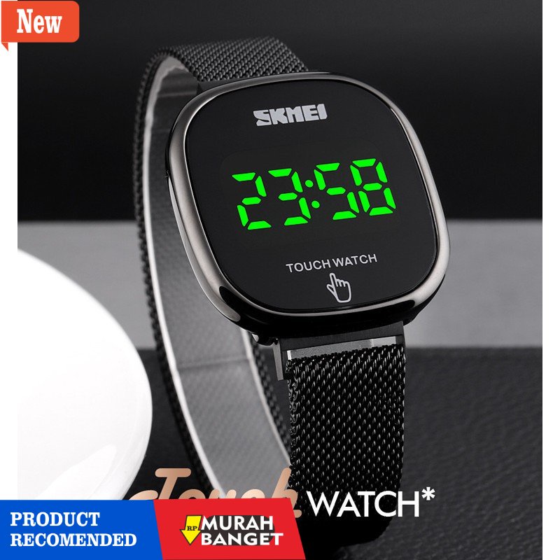 Jam tangan couple terbaik- SKMEI 1589 Jam Tangan Digital Layar Sentuh Led Stainless Steel Anti Air U