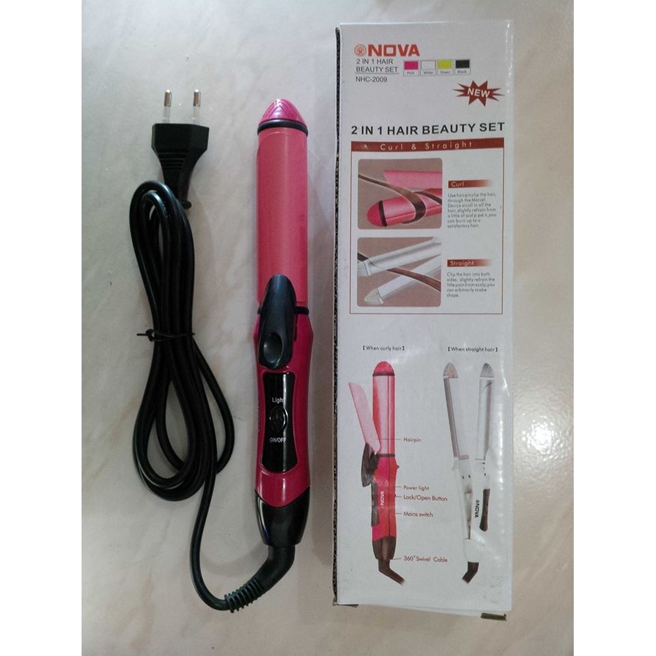 catok rambut nova mini 2 in 1 (curl &amp; straight) nhc-2009