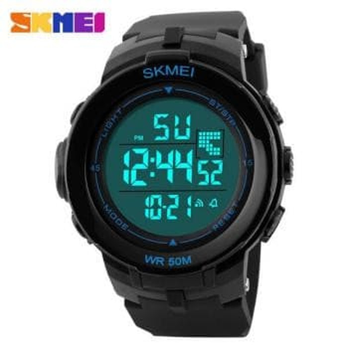 Jam Tangan Pria Digital Original Skmei Anti Air Led Casio Sporty Keren - Biru