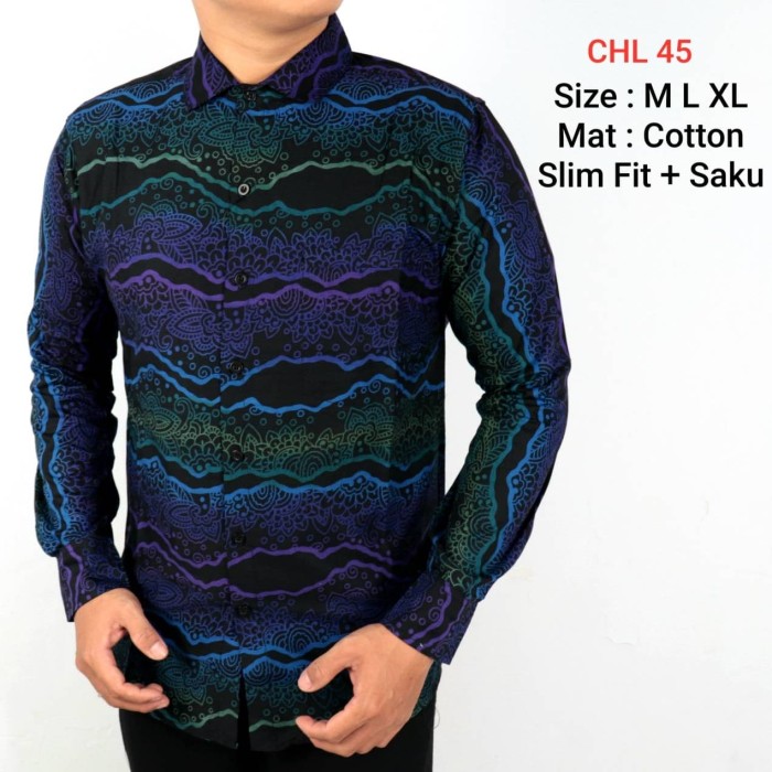 BAJU KEMEJA BATIK PRIA SLIM FIT MODERN KUALITAS MALL LS93