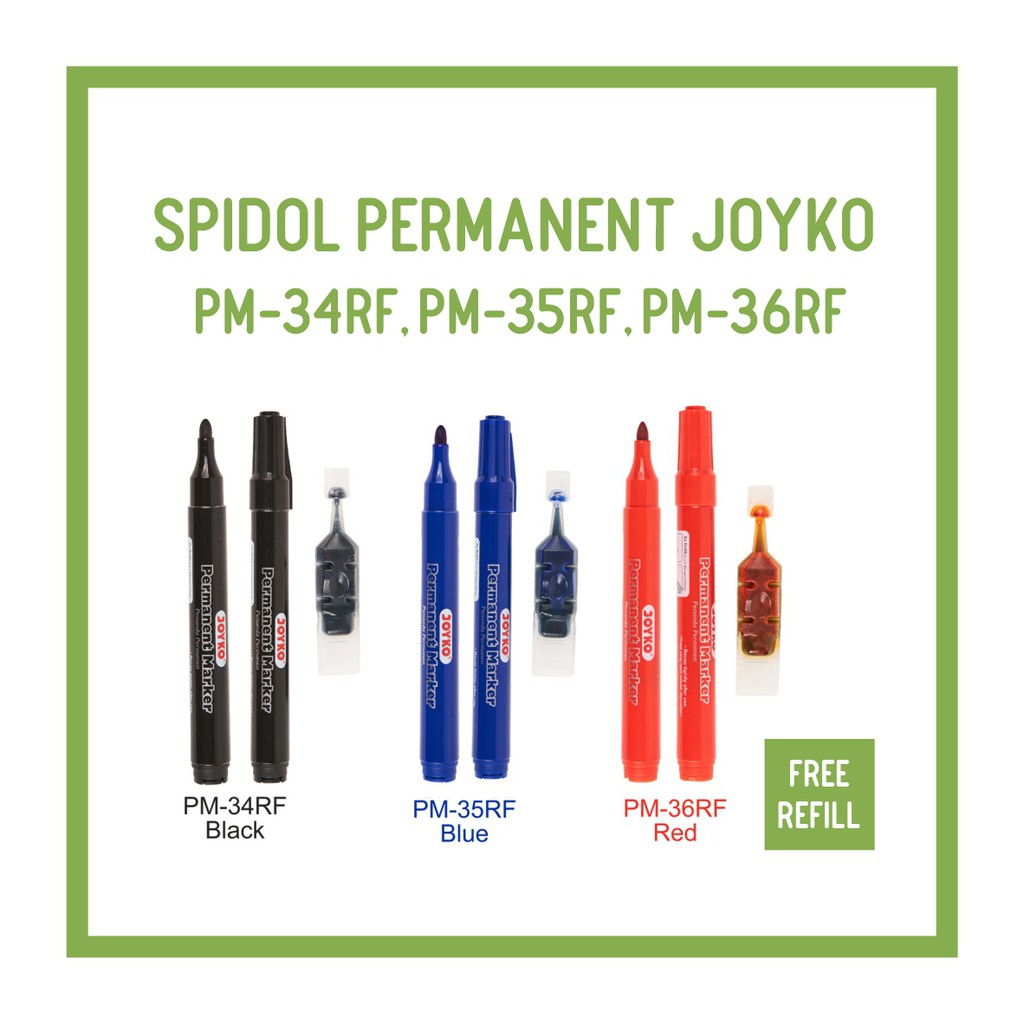 

Spidol Permanent Marker Joyko Free Refill (Round Tip)