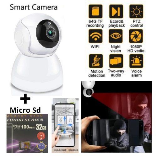 Paket Murah Aman CCTV Smart IP Camera Wifi 2MP HD 1080p V380 Plus Micro SD 32Gb 113137