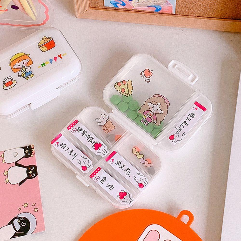 Agustina Pill Storage Box Wanita Simple Kotak Plastik Portable Mini Vitamin Kotak Obat